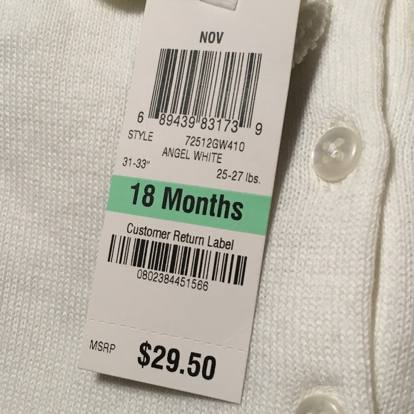 First impression Girl White Long Sleeve Sweater size 18 month, 24 month. - Picture 5 of 5